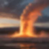 Old Faithful Geyser erupting majestically against a clear sky