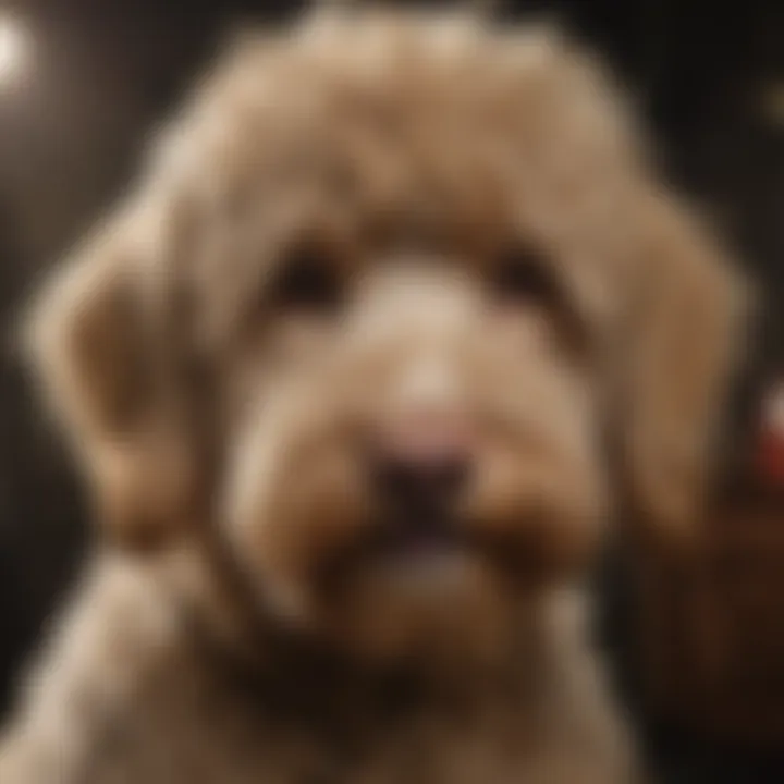 Close-up of a Labradoodle's curly coat showcasing its texture