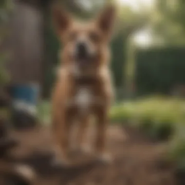 Dog playing in a backyard where herbicides have been applied.