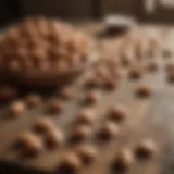 A close-up of almonds on a rustic wooden table