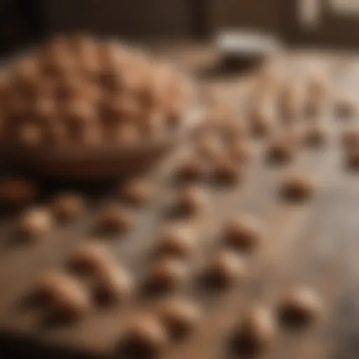 A close-up of almonds on a rustic wooden table