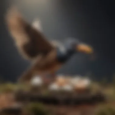 Nesting Strategies: Gathering Materials A bird in mid-flight with nesting materials in its beak