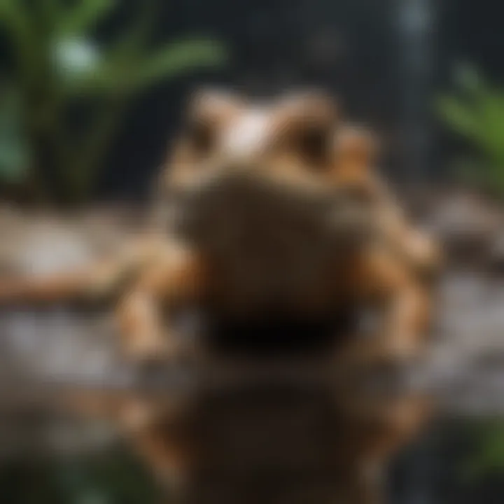 Bearded dragon swimming in a shallow pool