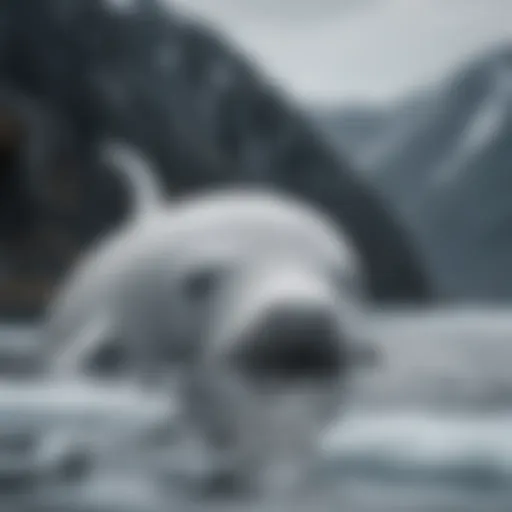 Beluga whale swimming in icy waters