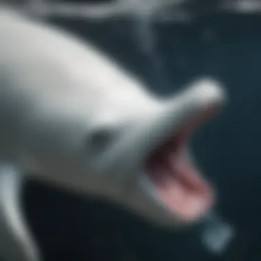 Close-up of a beluga whale feeding