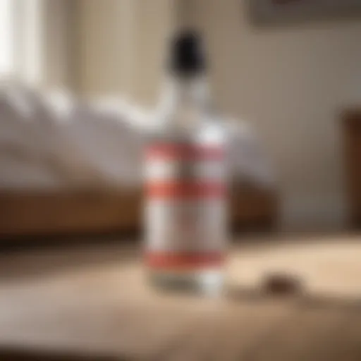 A bottle of isopropyl alcohol placed on a wooden surface