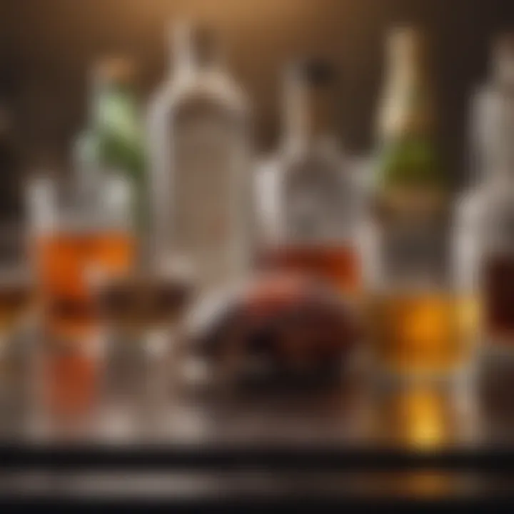 An array of various alcohol types in a neat arrangement