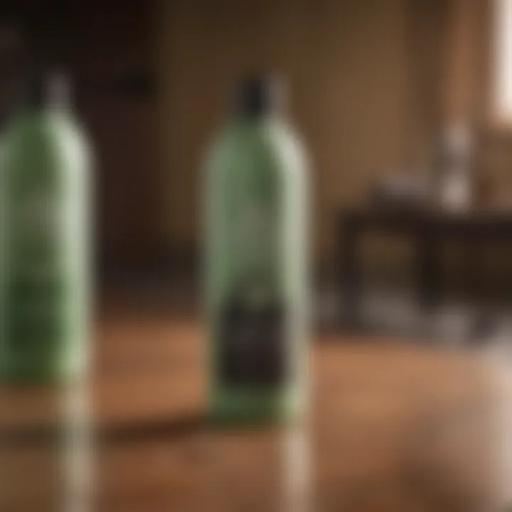 Close-up of premium anti-shedding shampoo ingredients on a wooden surface.