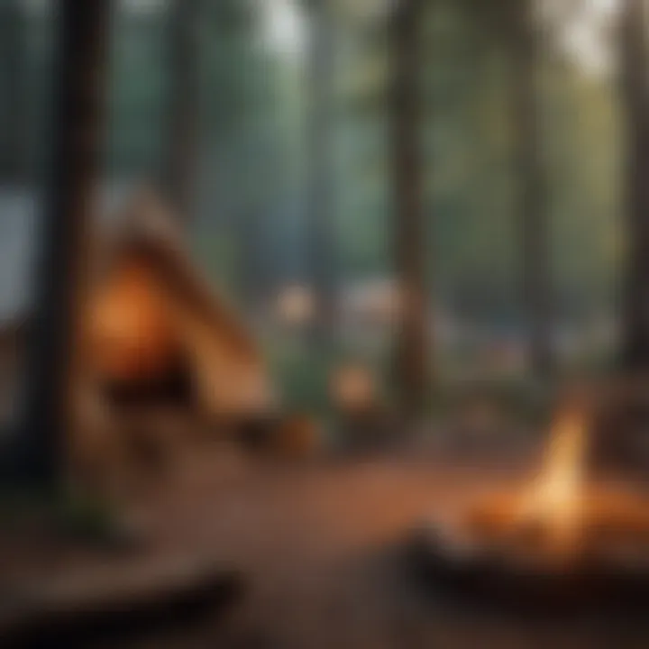 Cozy campsite setup with a tent and campfire