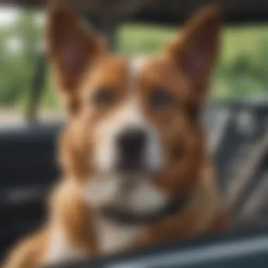 Happy dog enjoying a secure car ride