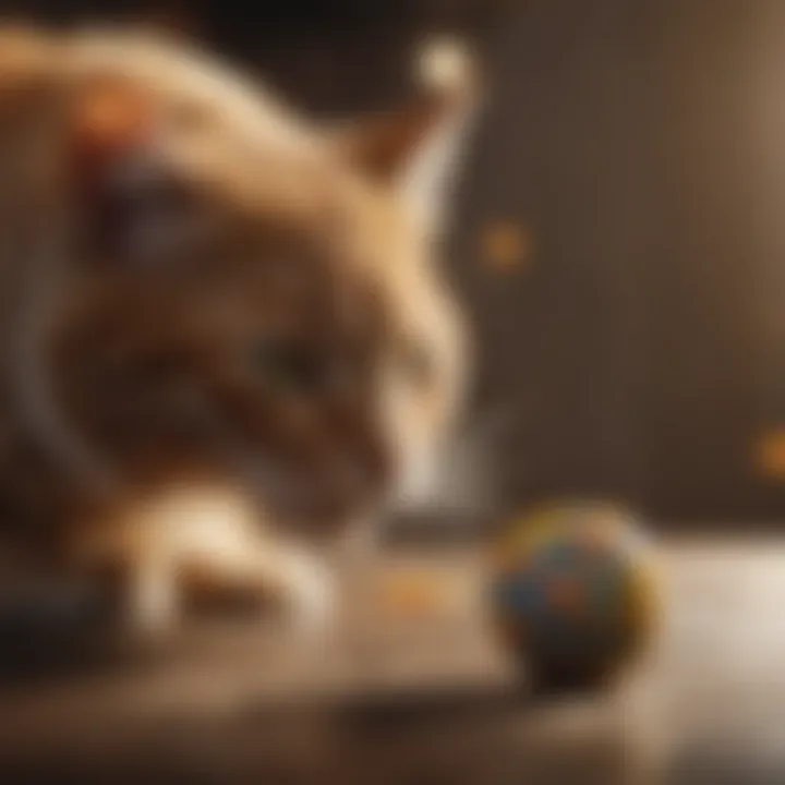 Active cat playing with a toy