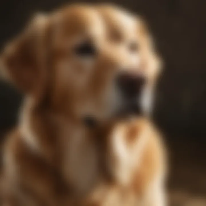 A serene portrait of an adult golden retriever