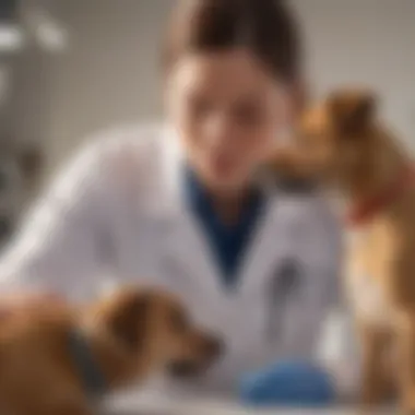 Veterinarian examining a dog for heartworm