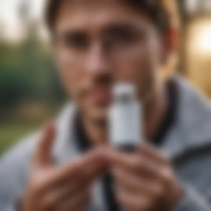 Veterinarian holding a bottle of deworming medication