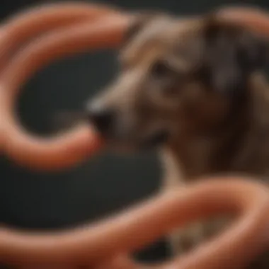 Illustration of a dog's life cycle with roundworm infestation stages