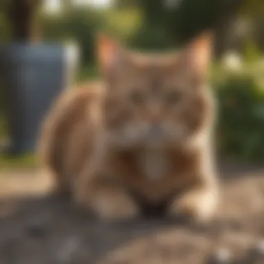 A cat enjoying a playful moment outdoors, symbolizing health and happiness