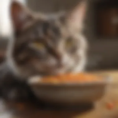 Cat enjoying a bowl of wet food