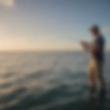 An angler skillfully casting a line into the ocean, targeting tuna in Florida.