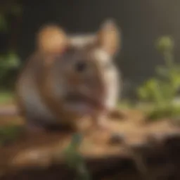 An illustration of a house mouse in its natural habitat, showcasing its behavior and surroundings.