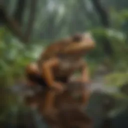 Close-up of a bufo frog in its natural habitat