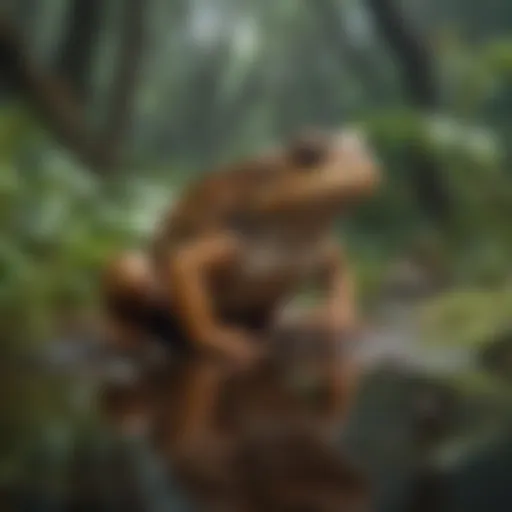 Close-up of a bufo frog in its natural habitat