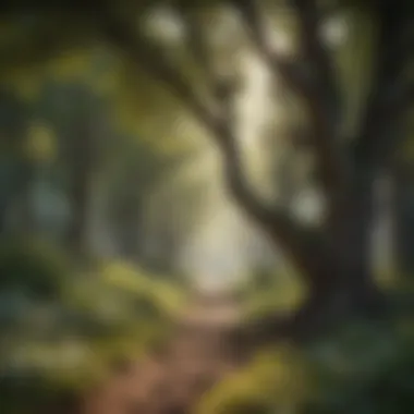 Beautiful Landscape with Diverse Bushy Tree Species Beautiful landscape featuring various bushy tree species