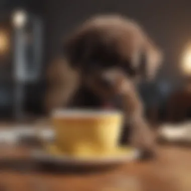 Teacup poodle interacting playfully with a child