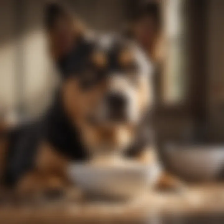 Healthy dog enjoying a bowl of oatmeal