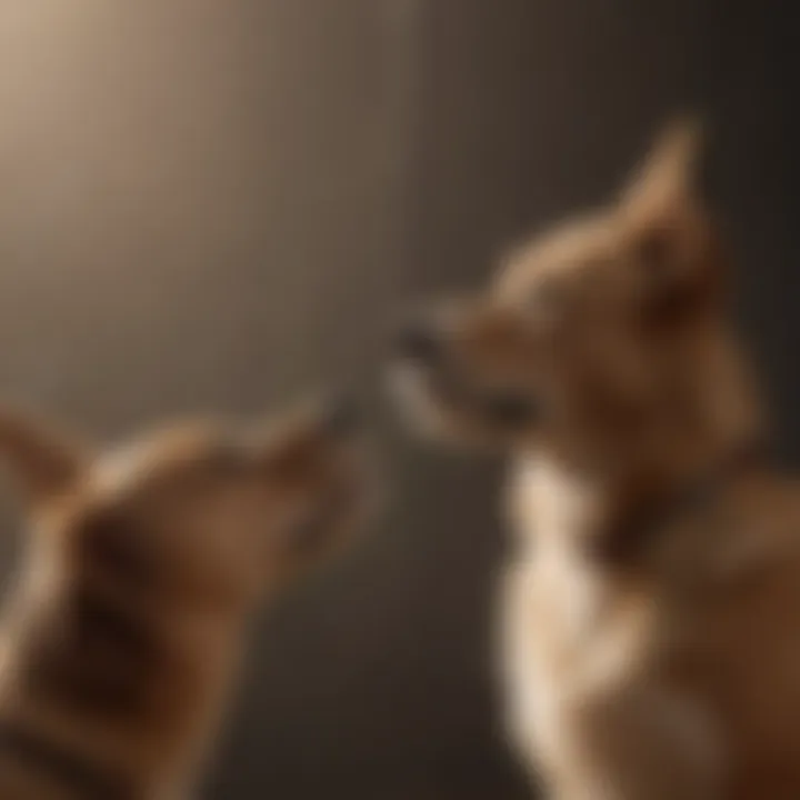 A dog engaged in vocal training exercises with its owner