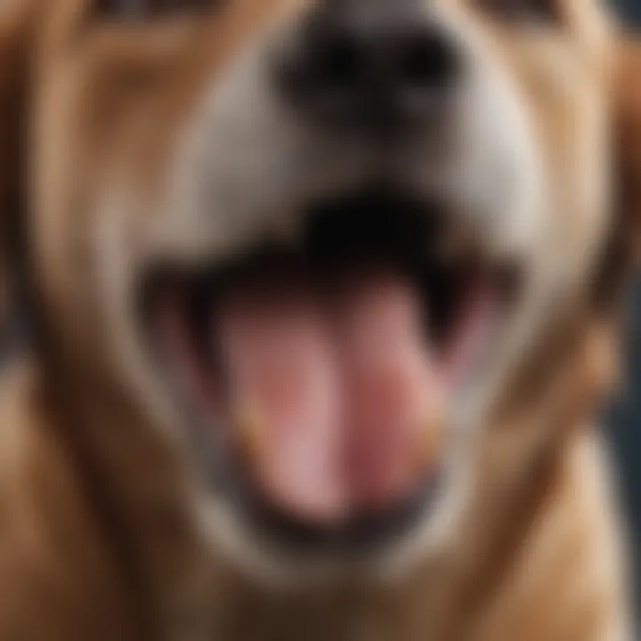 A close-up of a dog's mouth while making sounds