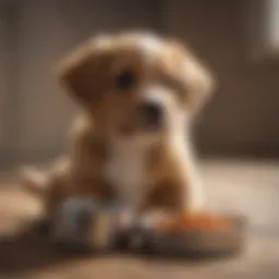 Puppy enjoying a bowl of canned food