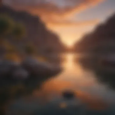 A serene sunset over Canyon Lake reflecting the vibrant hues in its waters