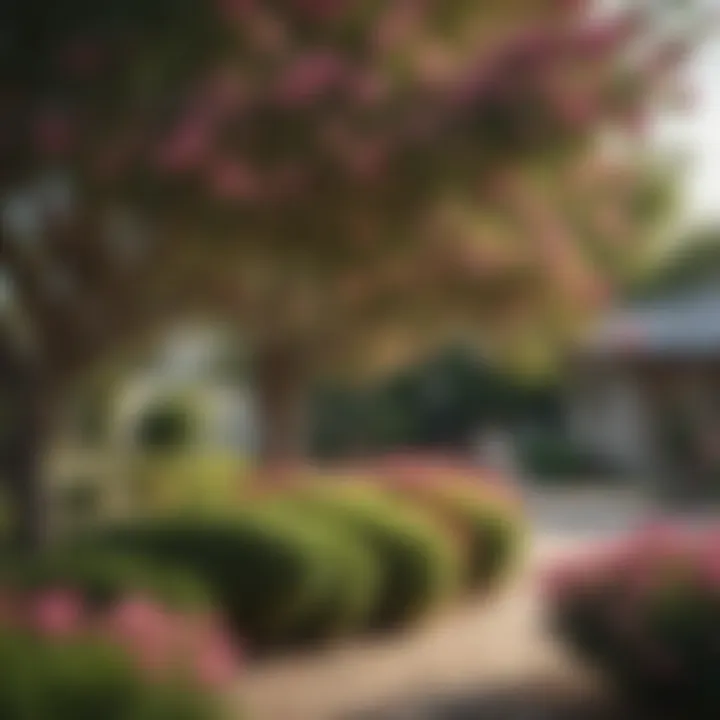 A well-maintained Crepe Myrtle tree in a picturesque garden setting