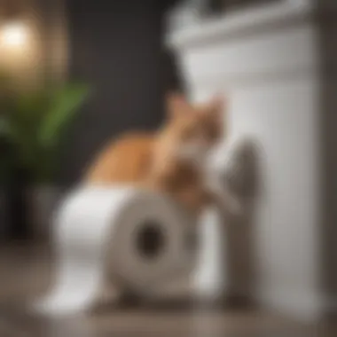 An installation guide showing how to mount a cat-proof toilet paper dispenser