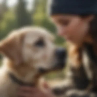 Chinook puppy with an owner during training