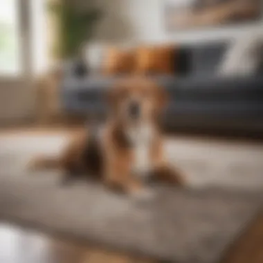 A cozy living room featuring a durable rug that complements dog-friendly decor