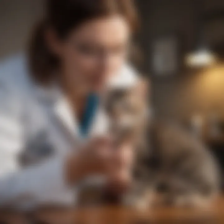 A veterinarian consulting with a pet owner about kitten health.