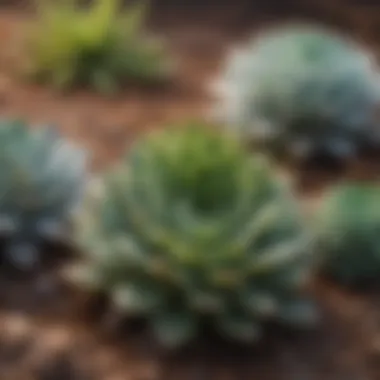 Close-up of succulent plants in well-draining soil