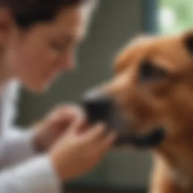 Veterinarian examining a dog's tick bite