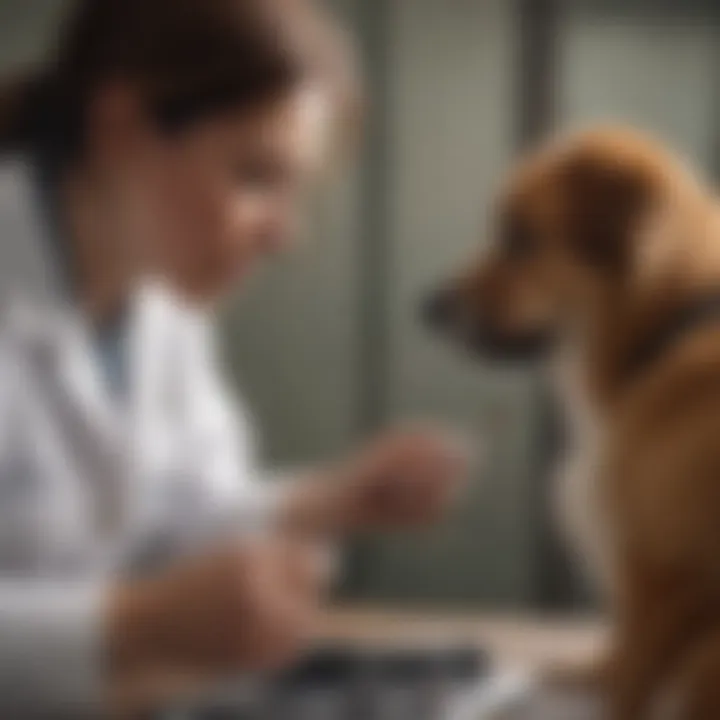 A veterinarian examining a dog for ticks