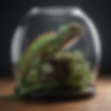 Elegant Glass Cage Design for Chameleons A beautifully designed glass cage for a chameleon, showcasing the natural habitat elements.