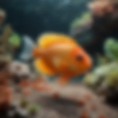 Vibrant small saltwater fish swimming in a coral reef habitat