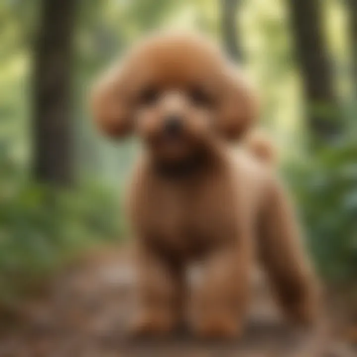 Playful Toy Poodle engaging in outdoor exercise