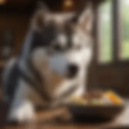 Husky enjoying a nutritious meal
