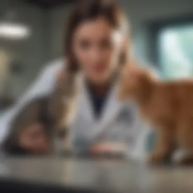 Veterinarian discussing flea treatment options with cat owner