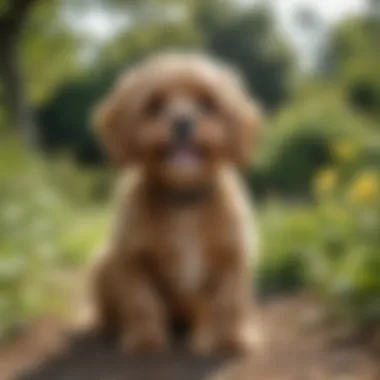 Playful Full-Sized Cavapoo Playful full-sized Cavapoo in a sunny garden