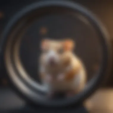 Hamster playing in exercise wheel