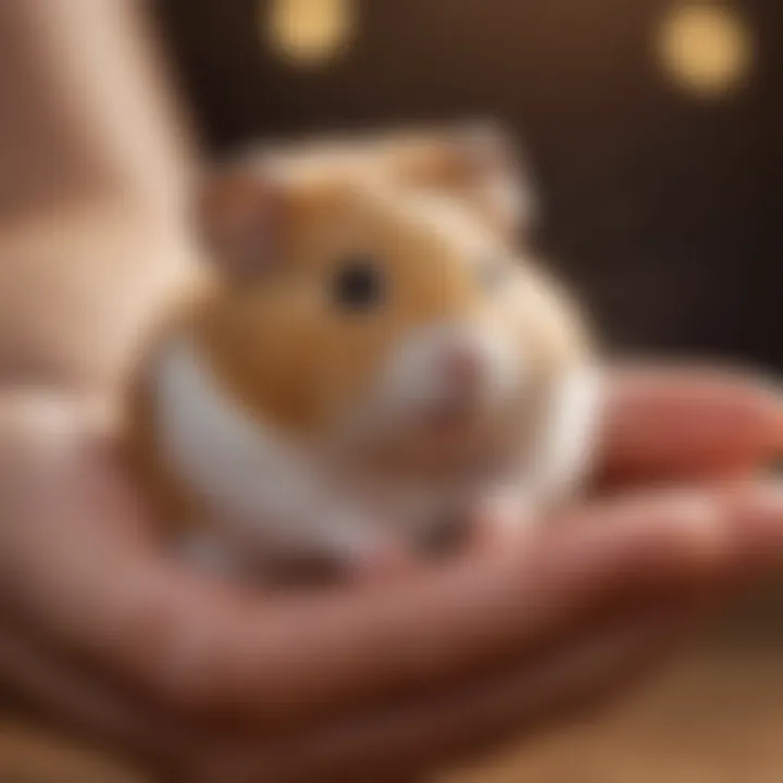 Hamster being gently handled by owner