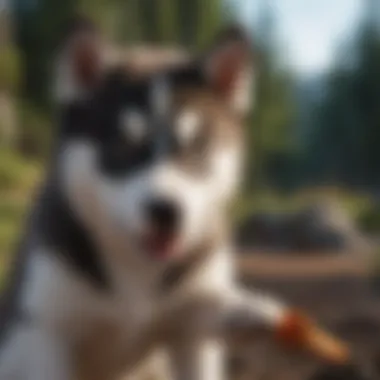 Husky puppy being trained with treats