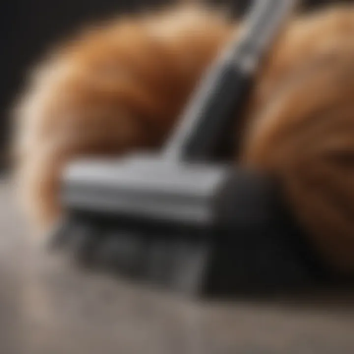 Close-up of vacuum cleaner brush designed for pet fur